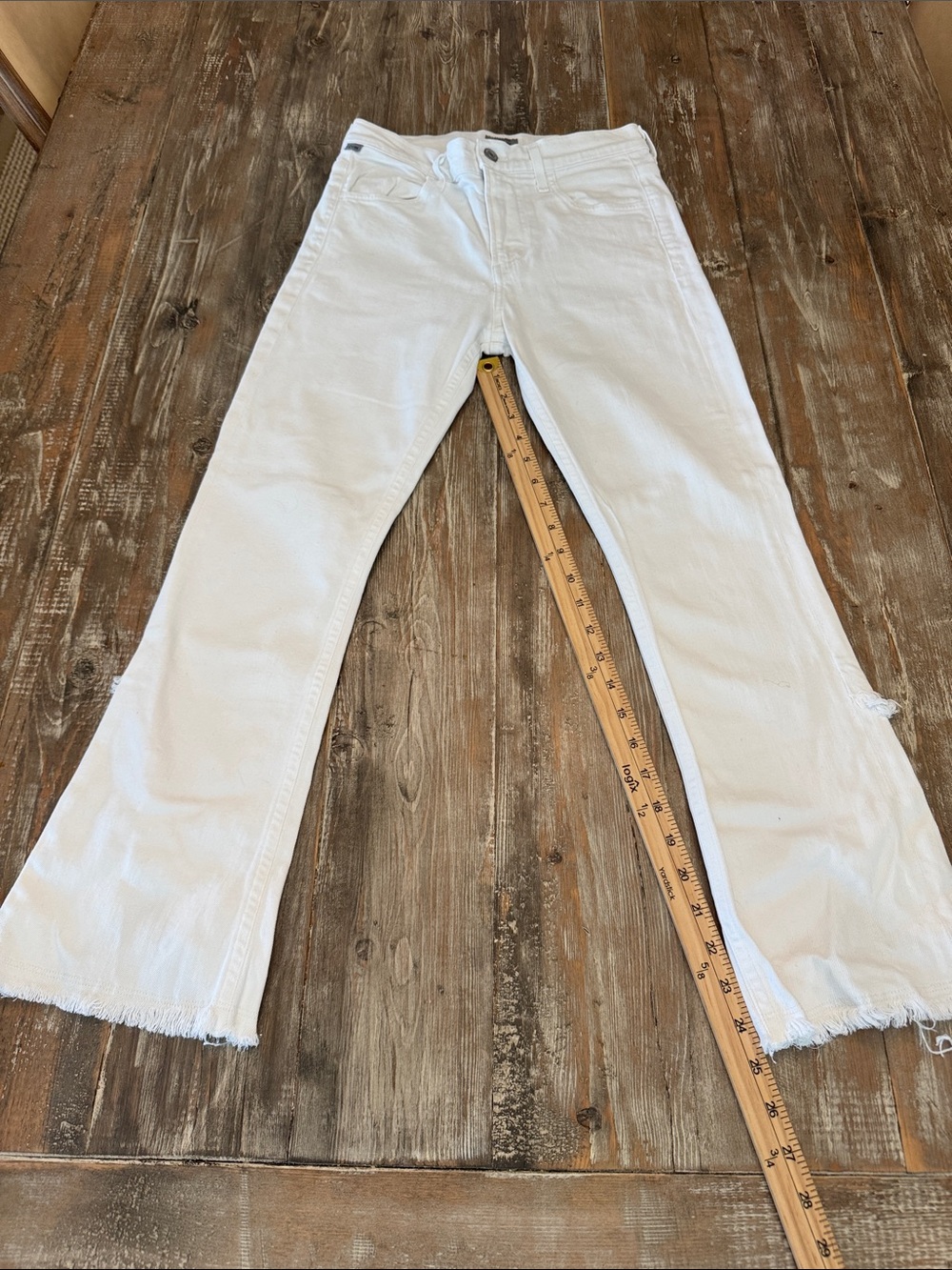 Citizens Of Humanity White Flared Jeans with Frayed Hem